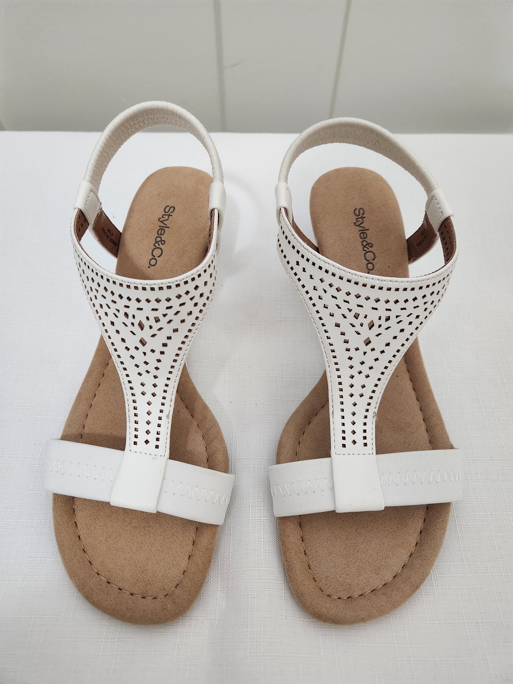 Style & Co. Vacanzaa White Wedge Sandals-size 6.5